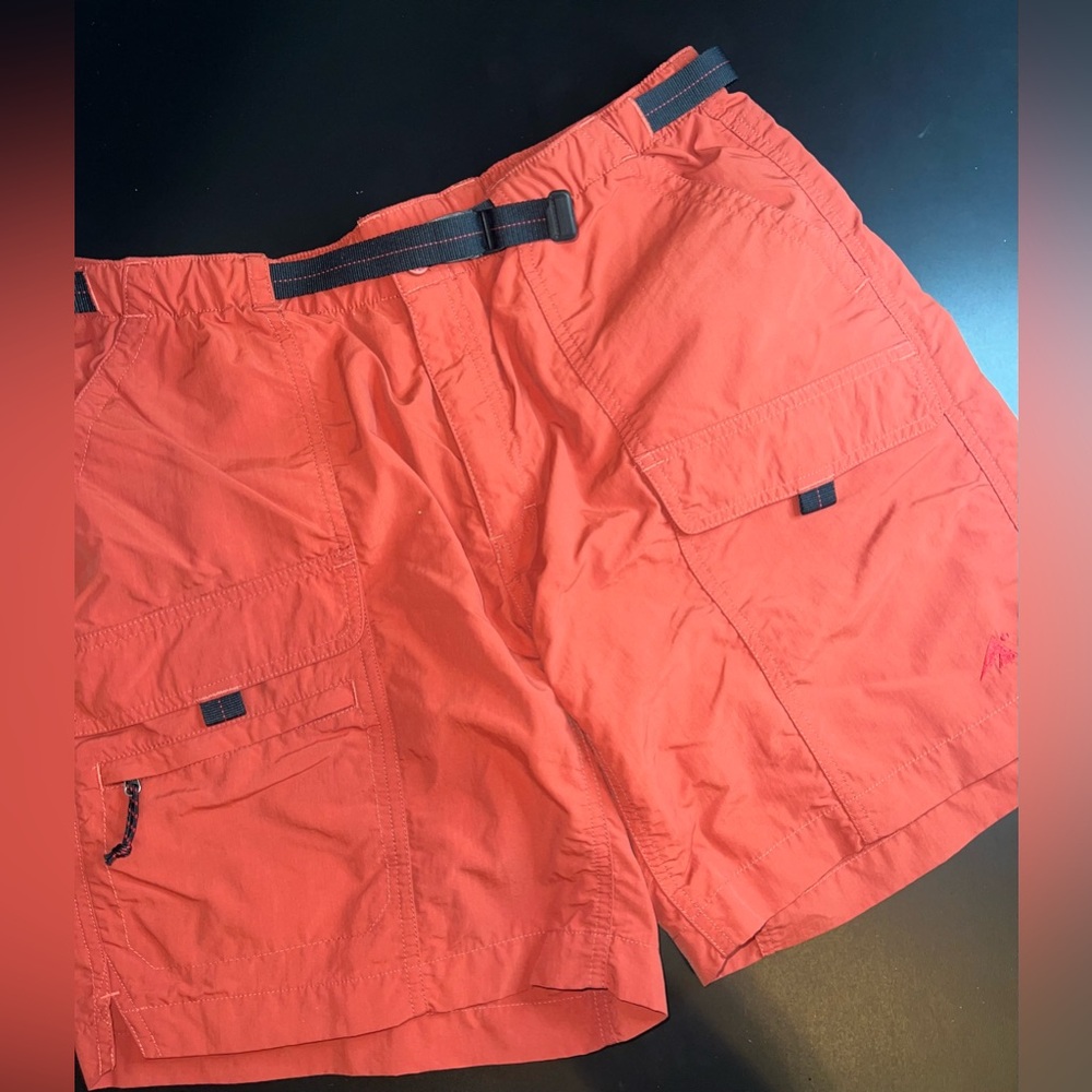 Eastern Mountain Shorts Women’s Orange Belted Nylon Cargo Shorts Size 12 EUC